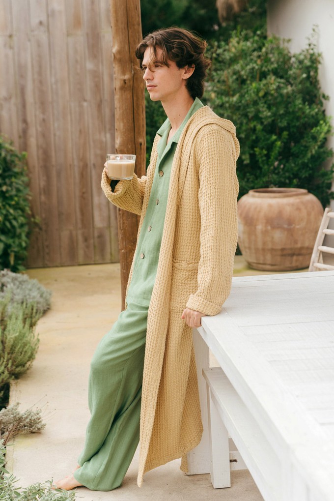 Men's waffle linen bathrobe from AmourLinen