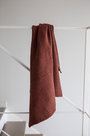 Linen waffle bath towel in Terracotta from AmourLinen