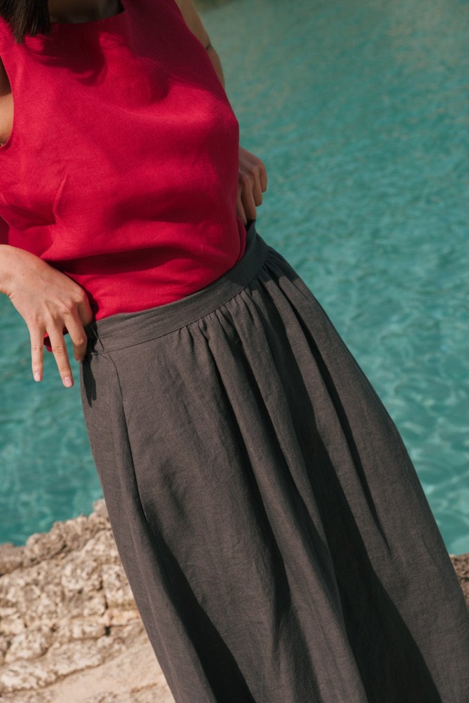 Mona long linen skirt in Charcoal from AmourLinen