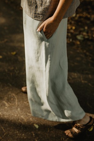 Wide linen pants ISABELLA in Sage Green from AmourLinen