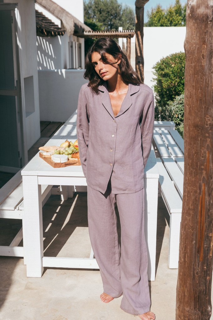 Long sleeve pajama set Nightly in Cream from AmourLinen