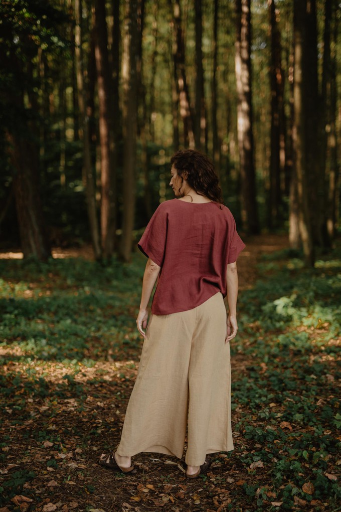 Wide linen pants ISABELLA in Mustard from AmourLinen