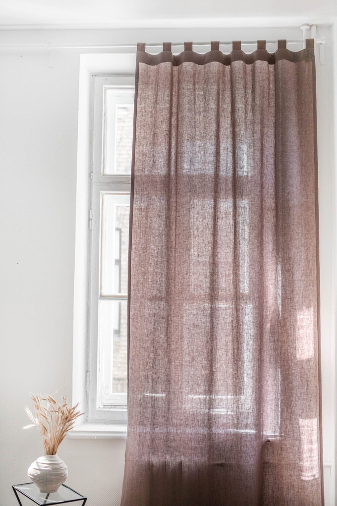 Tab top linen curtain - 53x90" / 135x229cm / Rosy Brown from AmourLinen