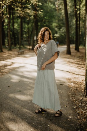 Wide linen pants ISABELLA in Sage Green from AmourLinen