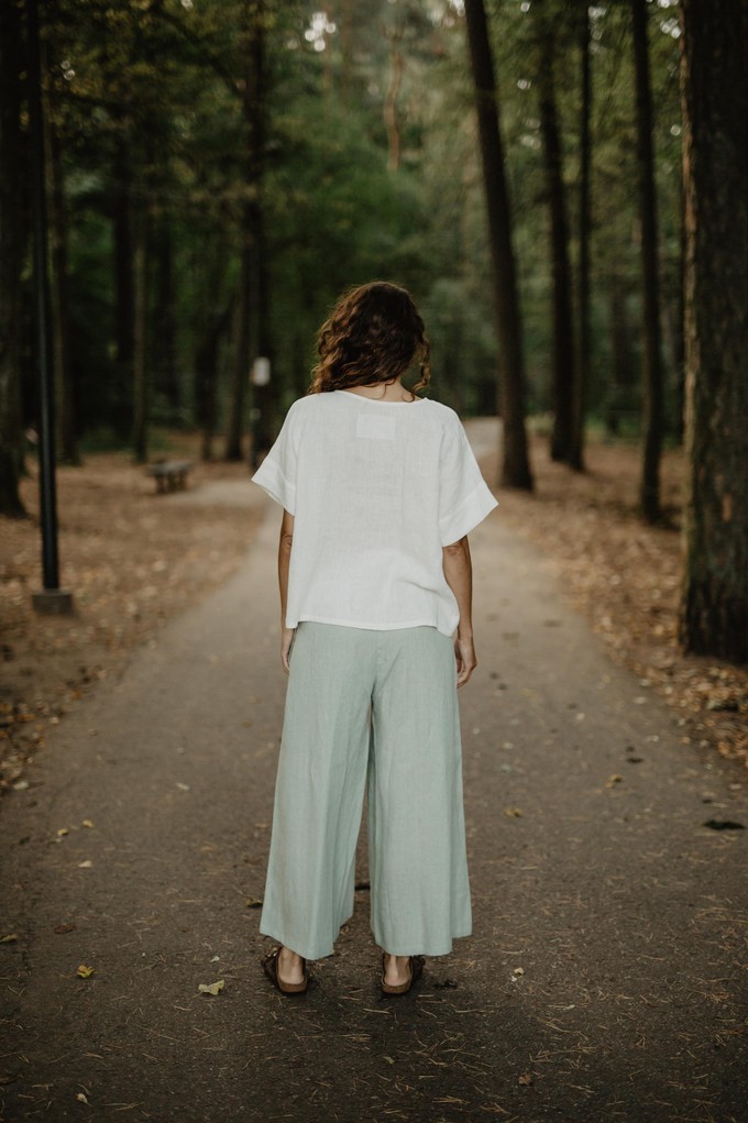 Wide linen pants ISABELLA in Sage Green from AmourLinen