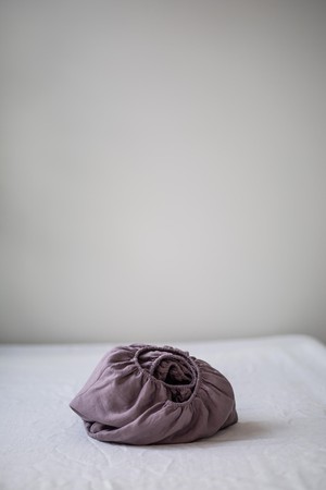 Linen fitted sheet in Dusty Lavender from AmourLinen