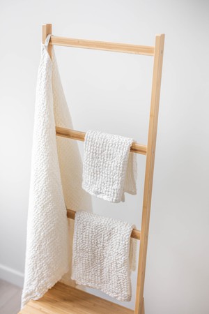 Linen waffle towel set in White (3 pcs) from AmourLinen