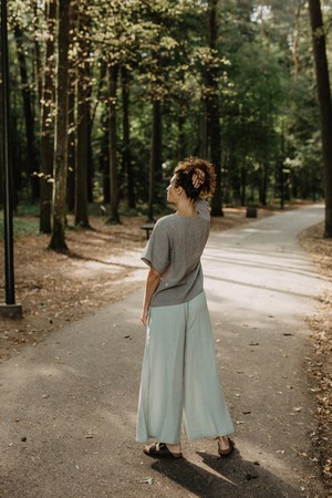 Wide linen pants ISABELLA in Sage Green from AmourLinen