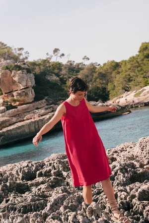 Norah loose linen dress in Rosy Brown from AmourLinen