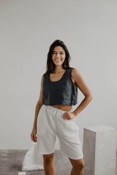 Long linen shorts MATILDA in White via AmourLinen