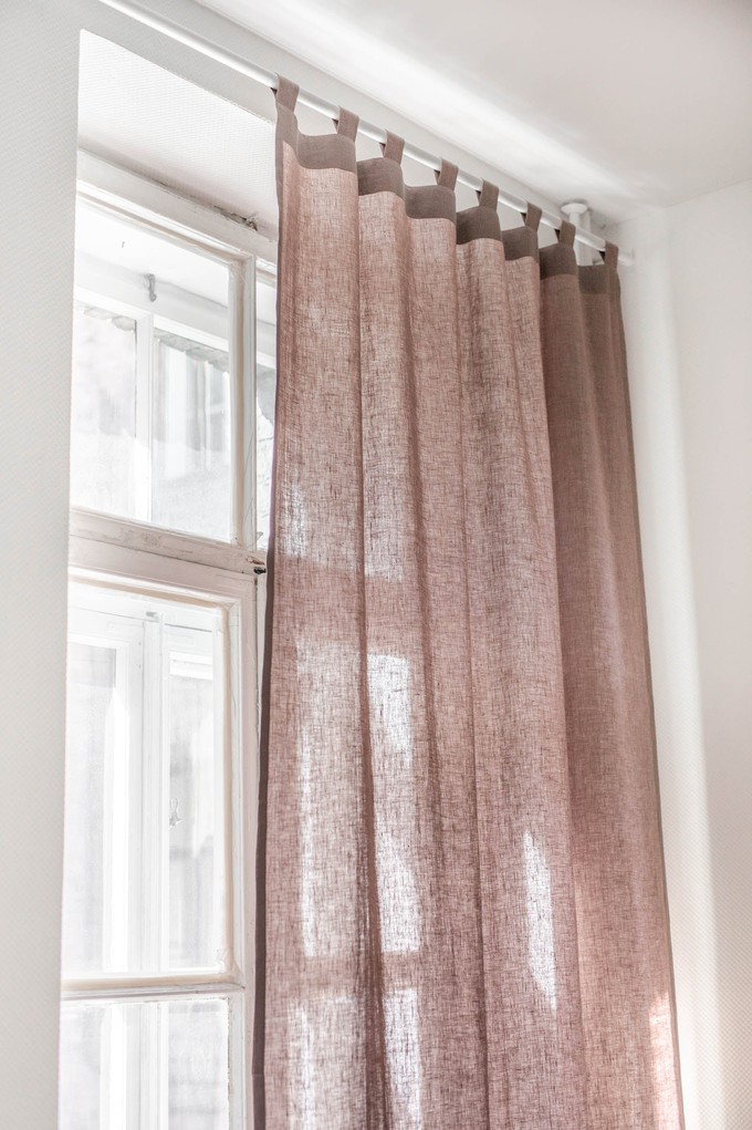 Tab top linen curtain - 53x90" / 135x229cm / Rosy Brown from AmourLinen