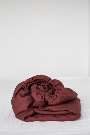 Linen fitted sheet in Terracotta from AmourLinen