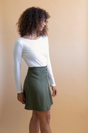 Parrotia khaki skirt from avani apparel