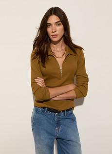 Organic Cotton Zip Collar Top via Baukjen