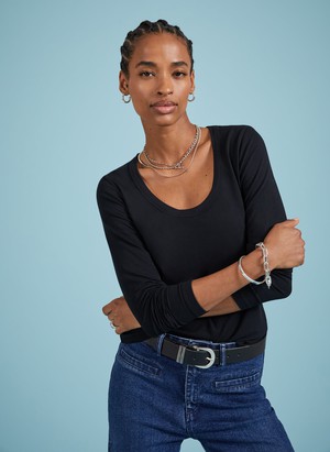 Fallon Long Sleeve Scoop Neck Top from Baukjen