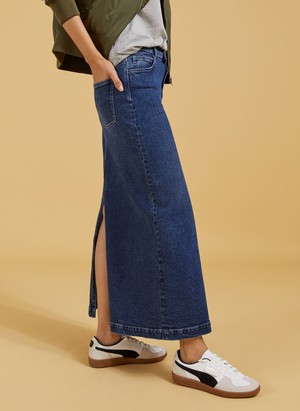 Nia Organic Stretch Denim Long Skirt from Baukjen