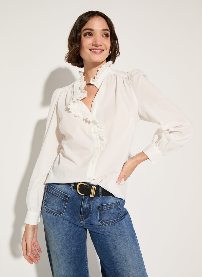 Milla Organic Cotton Broderie Detail Blouse from Baukjen