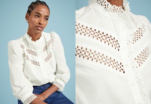 Isamaya Organic Cotton Broderie Detail Blouse from Baukjen