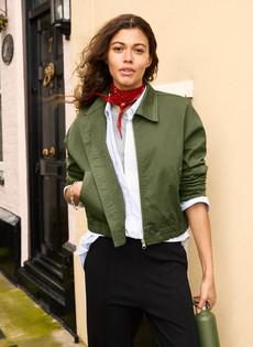 Elowen Organic Cotton Cropped Bomber Jacket via Baukjen