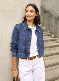 Kristi Organic Cotton Cropped Denim Jacket via Baukjen