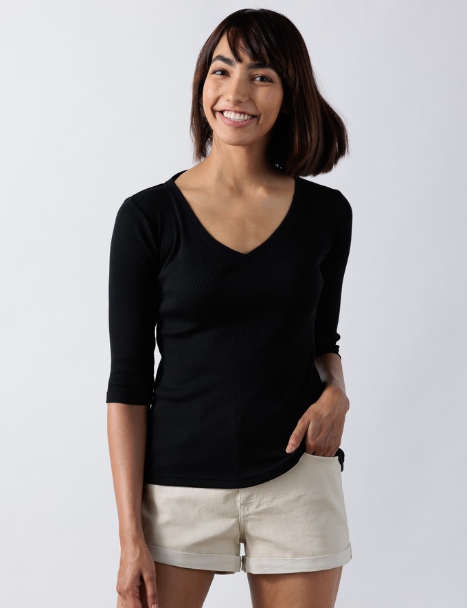 V Neck Rib Top from Bhoomi