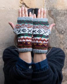 Fair Isle Fingerless Knitted Mittens via BIBICO