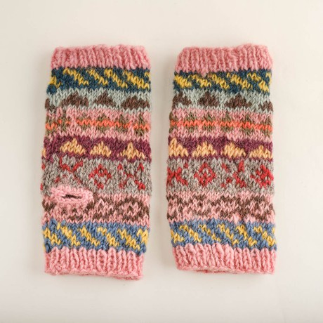 Fair Isle Fingerless Wool Mittens from BIBICO