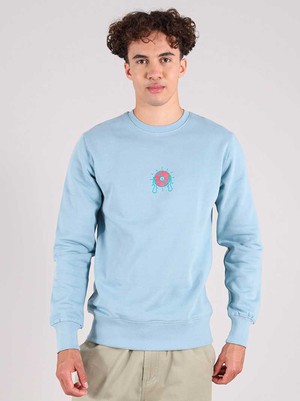 Disco Cult Embroidered Mens Sweatshirt, Organic Cotton, in Light Blue from blondegonerogue