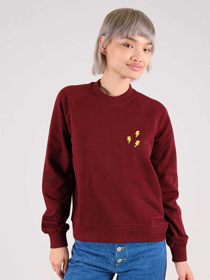 Flash Embroidered Sweatshirt, Organic Cotton, in Burgundy from blondegonerogue