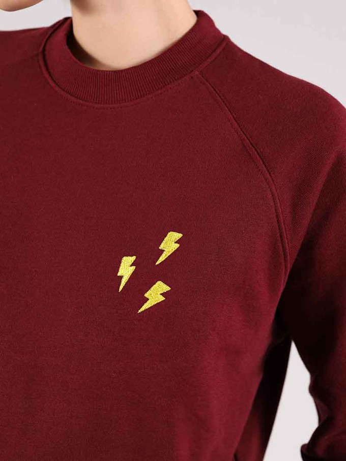 Flash Embroidered Sweatshirt, Organic Cotton, in Burgundy from blondegonerogue