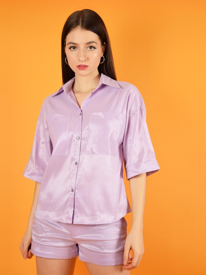 Ocean Drive Boxy Shirt, Upcycled Cotton, in Lilac from blondegonerogue