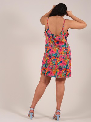 Mini Slip Dress, Upcycled Polyester, in Colourful Print from blondegonerogue