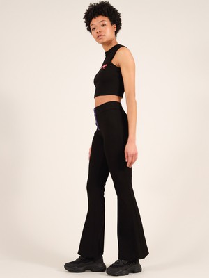 Wicked Zipper Flared Trousers, Cotton, in Black from blondegonerogue