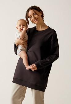 Oversized Umstandssweatshirt mit Stillfunktion - Schwarz via Boob Design