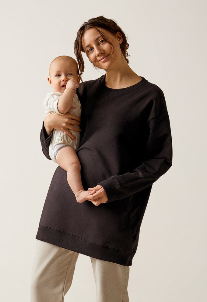 Oversized Umstandssweatshirt mit Stillfunktion - Schwarz from Boob Design