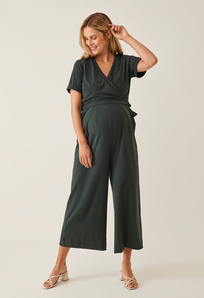 Umstandsjumpsuit mit Stillfunktion - Deep Green from Boob Design