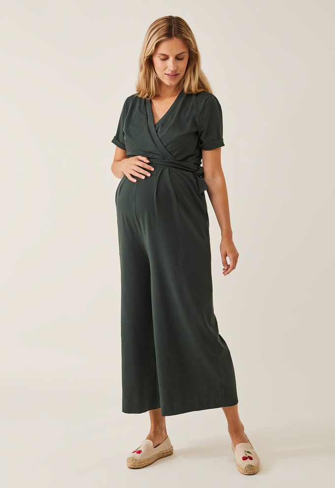 Umstandsjumpsuit mit Stillfunktion - Deep Green from Boob Design