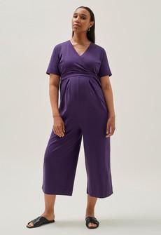 Umstandsjumpsuit mit Stillfunktion - Lila via Boob Design