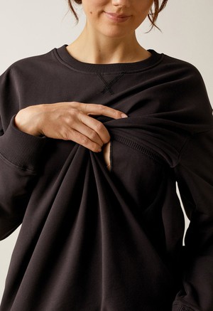 Oversized Umstandssweatshirt mit Stillfunktion - Schwarz from Boob Design