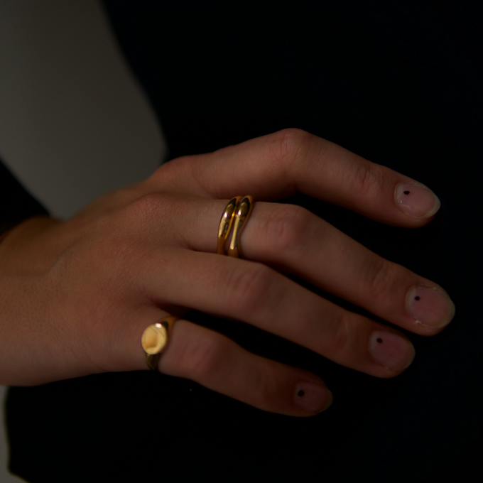 THE DOUBLE TROUBLE RING SET - Solid 14k gold from Bound Studios