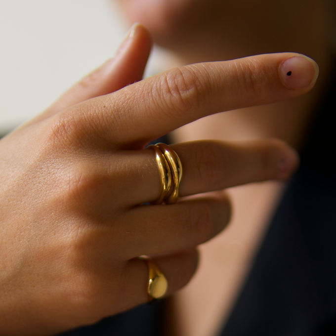 THE DOUBLE TROUBLE RING SET - Solid 14k gold from Bound Studios