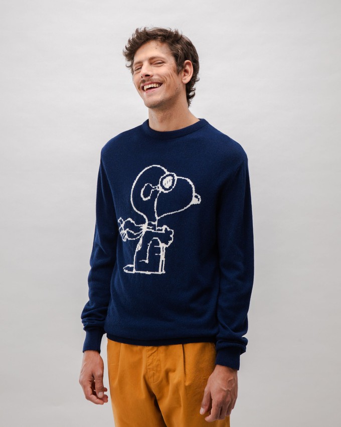 Peanuts Flying Ace Wolle Cashmere Pullover Marine from Brava Fabrics