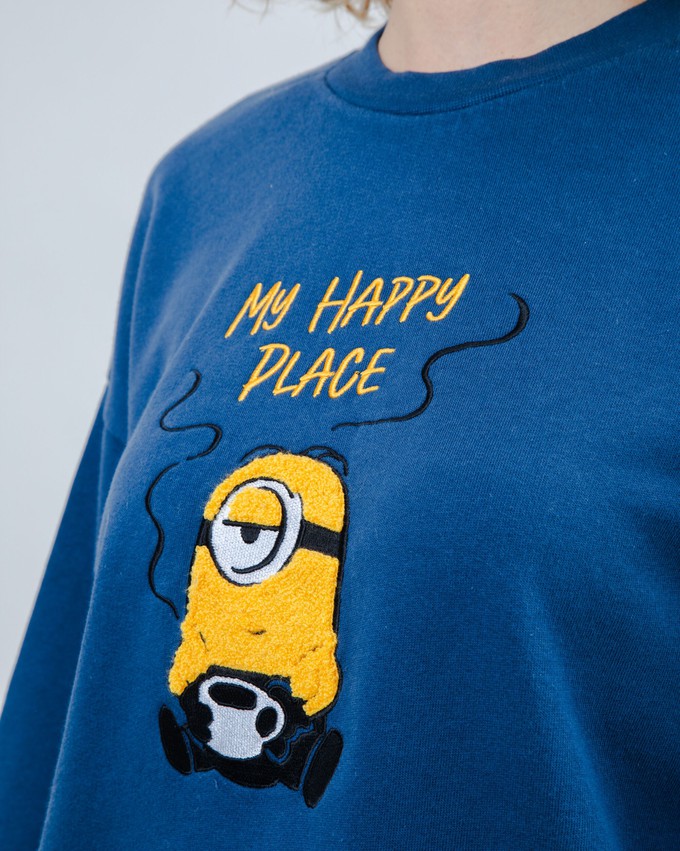 Minions My Happy Place Rounded Sweatshirt Blau from Brava Fabrics