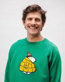 Peanuts Snow Baumwoll-Sweatshirt Grün via Brava Fabrics