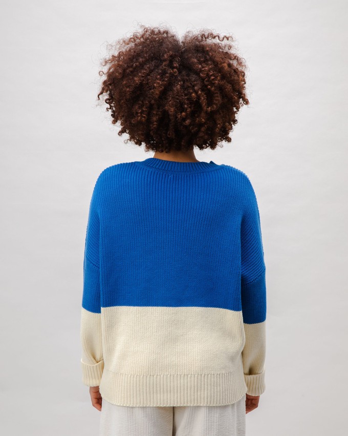 Bicolor Baumwollpullover Blau from Brava Fabrics