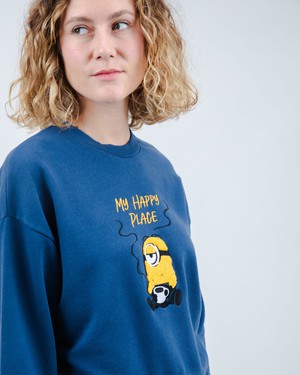 Minions My Happy Place Rounded Sweatshirt Blau from Brava Fabrics