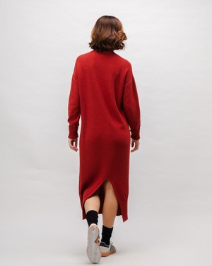 Long Knitted Wool Cashmere Dress Red Clay from Brava Fabrics