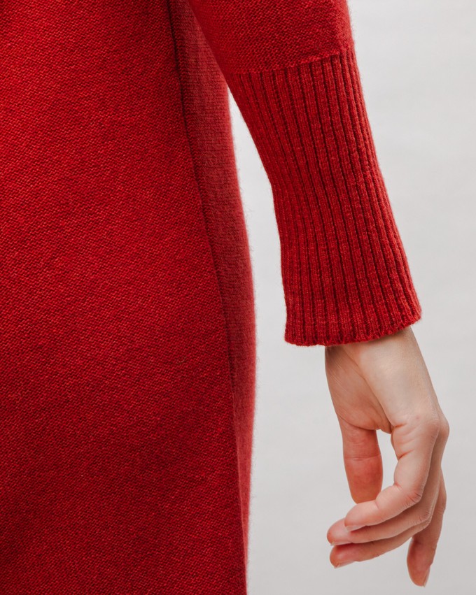 Long Knitted Wool Cashmere Dress Red Clay from Brava Fabrics