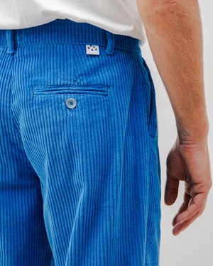 Corduroy Plissierte Chino Hosen Blau from Brava Fabrics