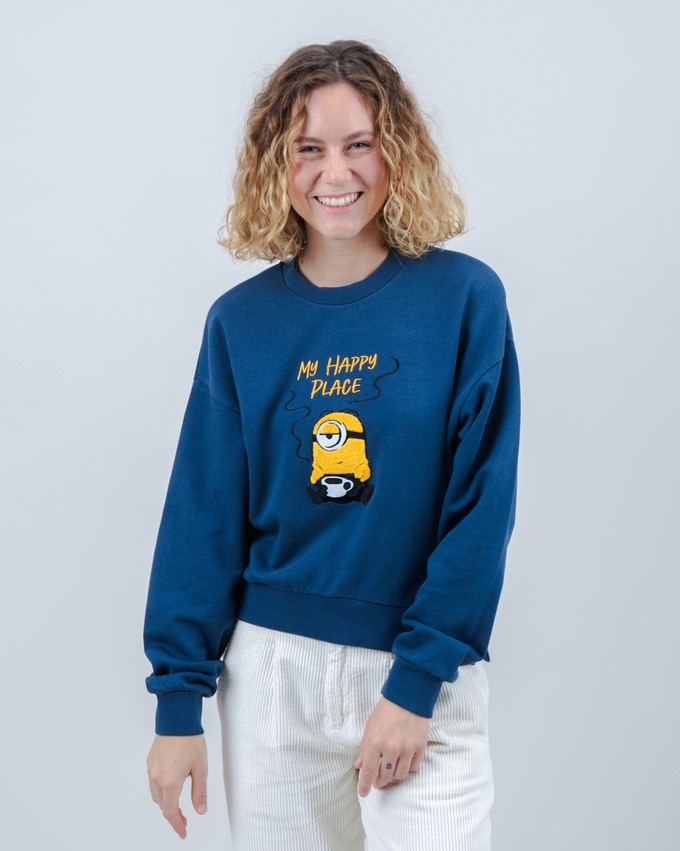 Minions My Happy Place Rounded Sweatshirt Blau from Brava Fabrics